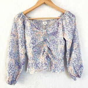 Japna floral drawstring ruched crop top size XS